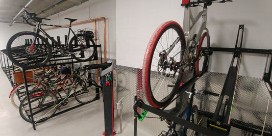 The Enhanced Stretch Rack: A Made-in-USA Two-Tier Bike Rack Built for Tight Spaces